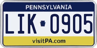 PA license plate LIK0905