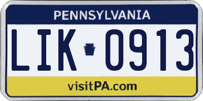 PA license plate LIK0913