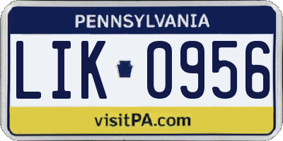 PA license plate LIK0956