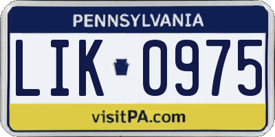PA license plate LIK0975