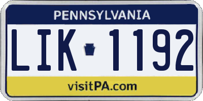 PA license plate LIK1192