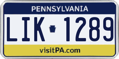 PA license plate LIK1289