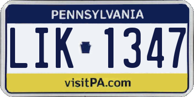 PA license plate LIK1347