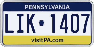 PA license plate LIK1407
