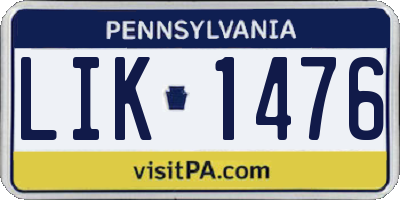 PA license plate LIK1476