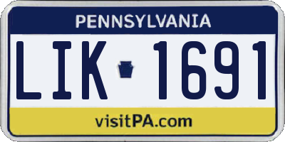 PA license plate LIK1691