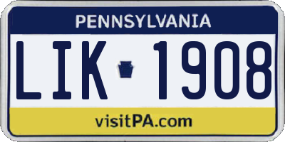 PA license plate LIK1908