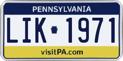 PA license plate LIK1971