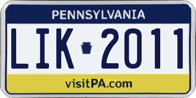 PA license plate LIK2011