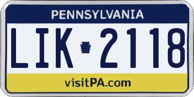 PA license plate LIK2118
