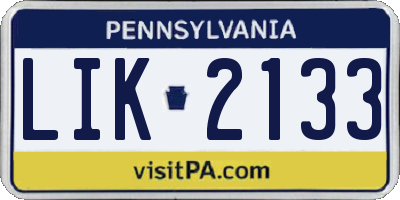 PA license plate LIK2133