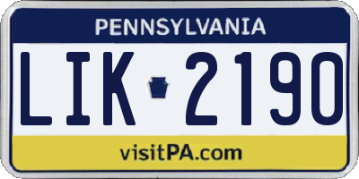 PA license plate LIK2190