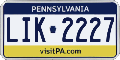 PA license plate LIK2227