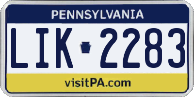 PA license plate LIK2283
