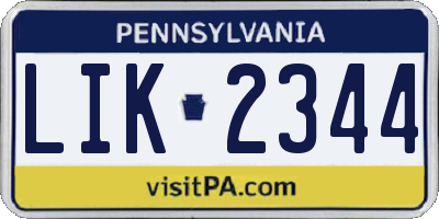 PA license plate LIK2344