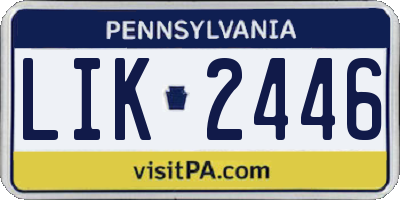 PA license plate LIK2446
