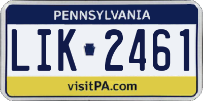 PA license plate LIK2461