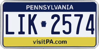 PA license plate LIK2574