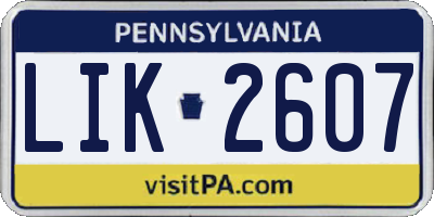 PA license plate LIK2607