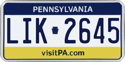 PA license plate LIK2645