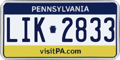 PA license plate LIK2833