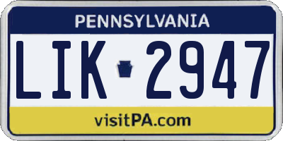 PA license plate LIK2947