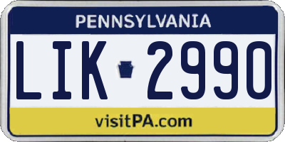 PA license plate LIK2990