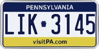 PA license plate LIK3145