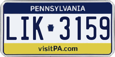 PA license plate LIK3159