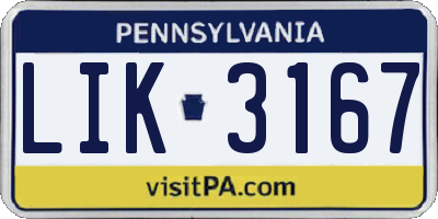 PA license plate LIK3167