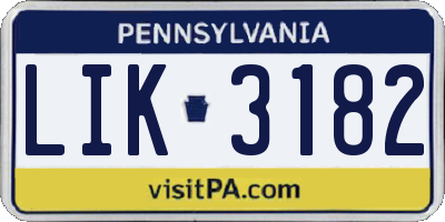 PA license plate LIK3182
