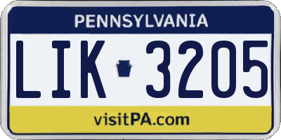 PA license plate LIK3205