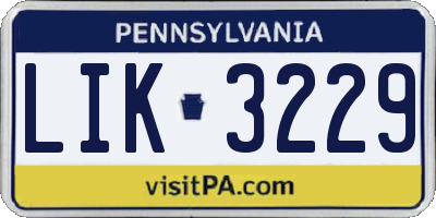 PA license plate LIK3229