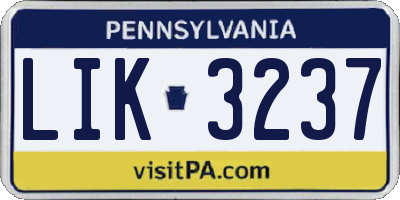PA license plate LIK3237