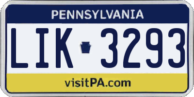 PA license plate LIK3293