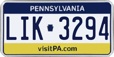 PA license plate LIK3294
