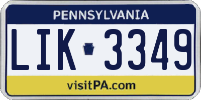 PA license plate LIK3349