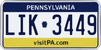 PA license plate LIK3449