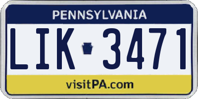 PA license plate LIK3471