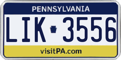 PA license plate LIK3556