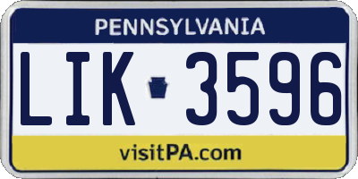 PA license plate LIK3596