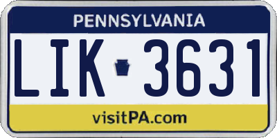 PA license plate LIK3631