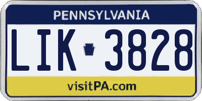 PA license plate LIK3828