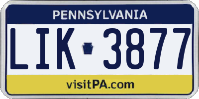PA license plate LIK3877