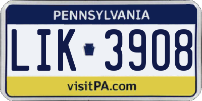 PA license plate LIK3908