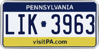 PA license plate LIK3963