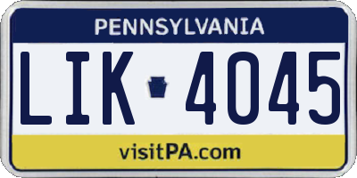 PA license plate LIK4045
