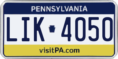 PA license plate LIK4050