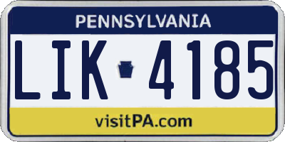 PA license plate LIK4185