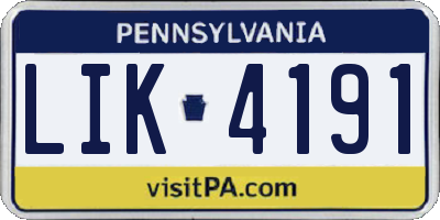PA license plate LIK4191
